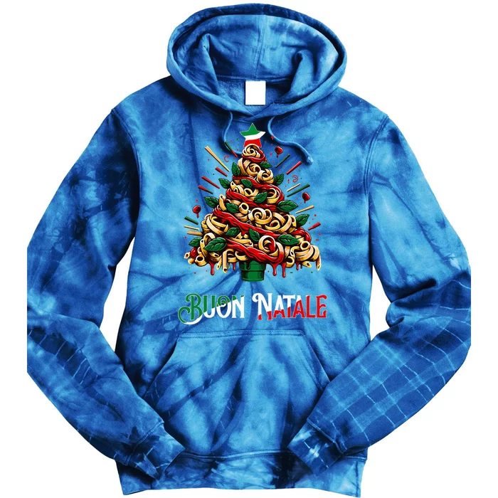 Buon Natale Italian Pasta Christmas Tree Xmas Tie Dye Hoodie