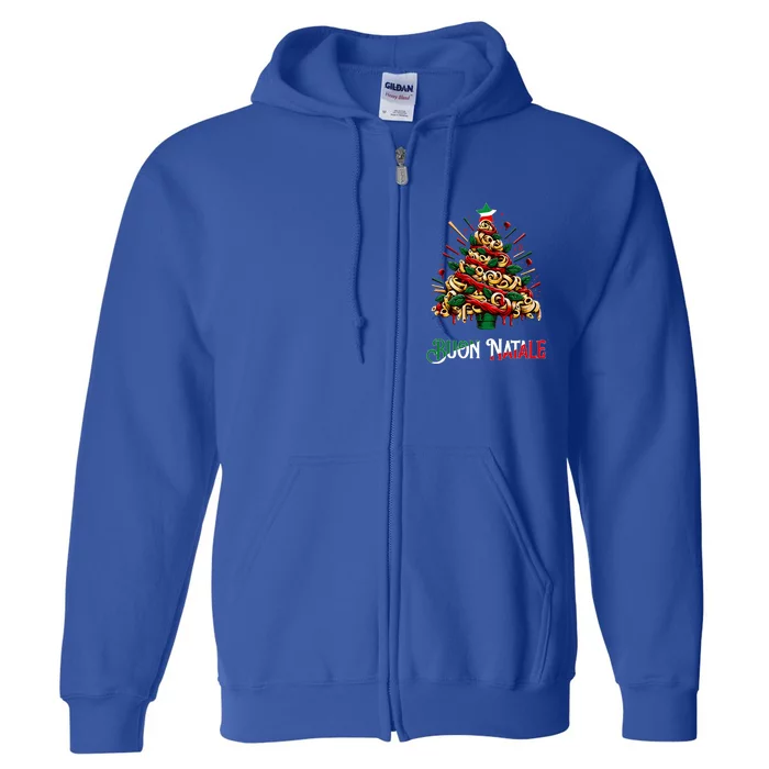 Buon Natale Italian Pasta Christmas Tree Xmas Full Zip Hoodie