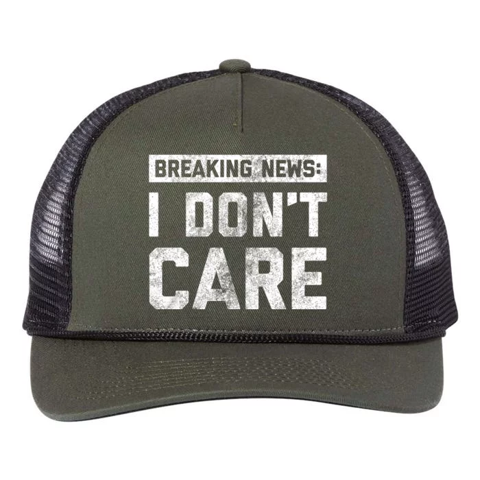 Breaking News I DonT Care Retro Rope Trucker Hat Cap