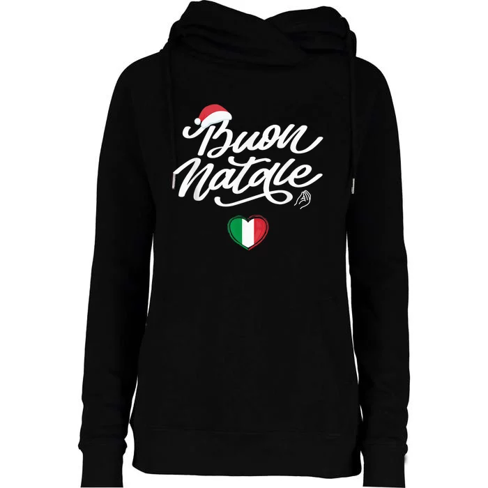 Buon Natale Italian Family Christmas Italy Pride Holiday Womens Funnel Neck Pullover Hood