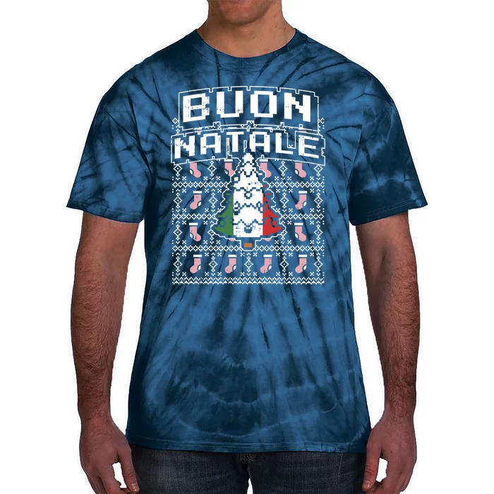 Buon Natale Italian Ugly Christmas Tree Italy Gift Tie-Dye T-Shirt