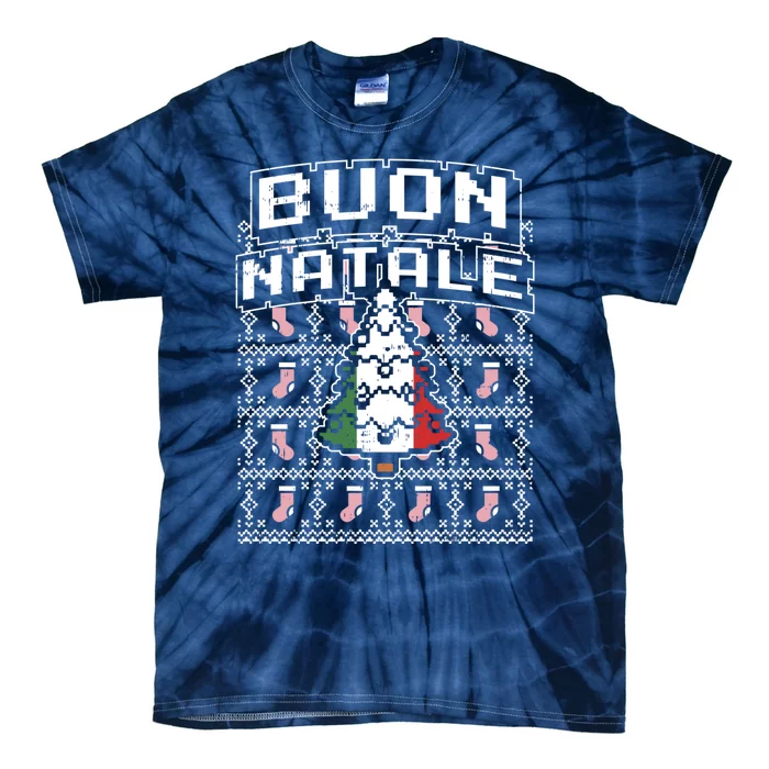 Buon Natale Italian Ugly Christmas Tree Italy Gift Tie-Dye T-Shirt