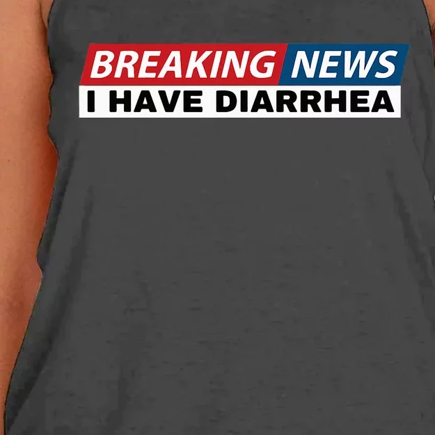 Breaking News I Have Diarrhea Funny Joke Humor Poop Pooping Women's Knotted Racerback Tank