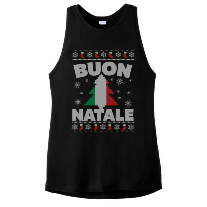 Buon Natale Italian Ugly Christmas Sweater Gift Ladies Tri-Blend Wicking Tank