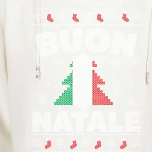 Buon Natale Italian Ugly Christmas Sweater Gift Womens Funnel Neck Pullover Hood