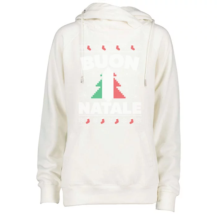 Buon Natale Italian Ugly Christmas Sweater Gift Womens Funnel Neck Pullover Hood