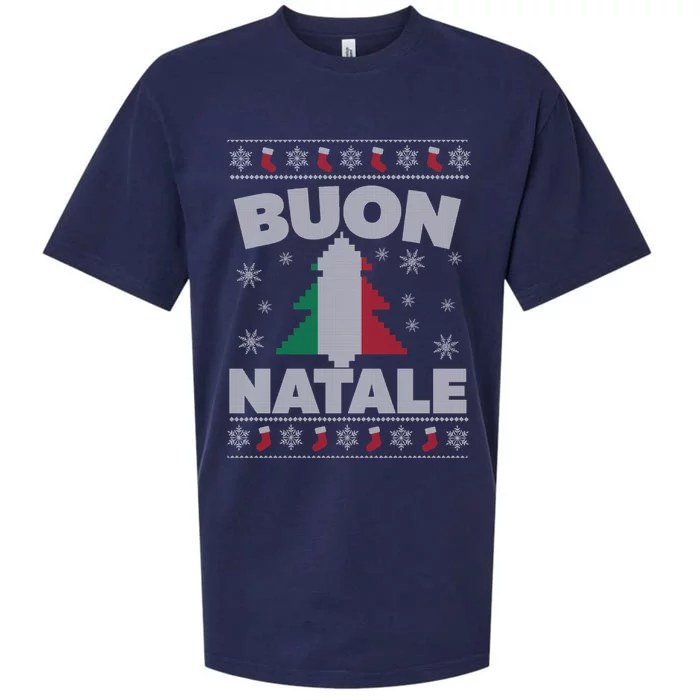 Buon Natale Italian Ugly Christmas Sweater Gift Sueded Cloud Jersey T-Shirt