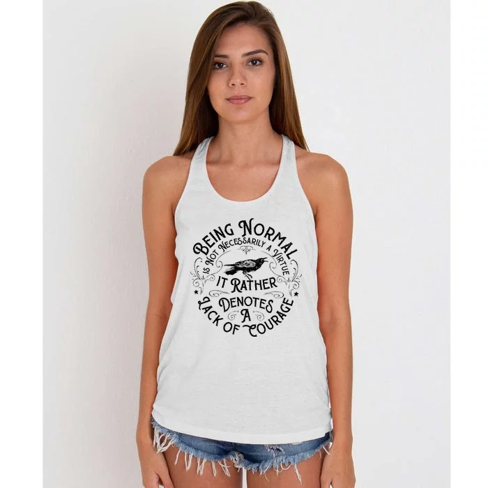 Being Normal Is Not Necessarily A Virtue Apparel Women's Knotted Racerback Tank