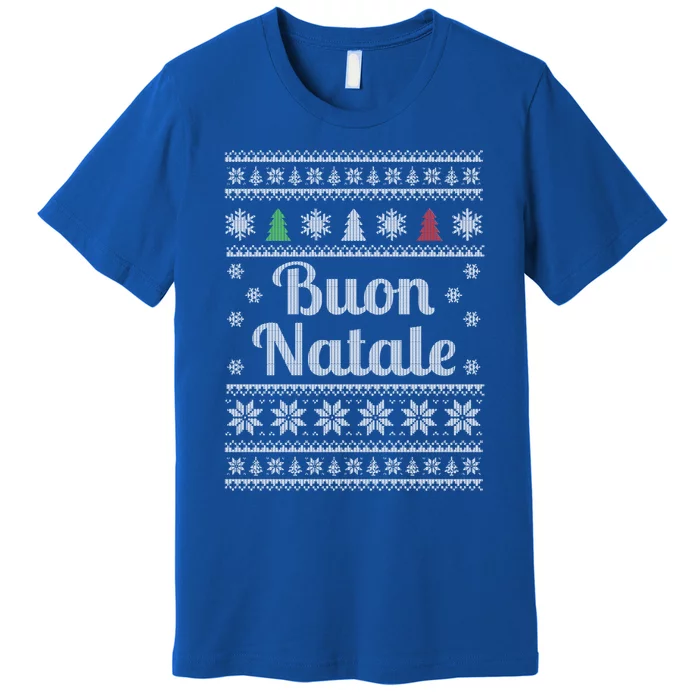 Buon Natale Italian Ugly Christmas Pattern Great Gift Premium T-Shirt