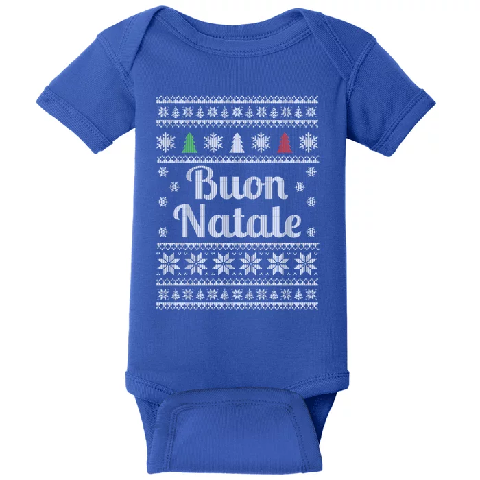 Buon Natale Italian Ugly Christmas Pattern Great Gift Baby Bodysuit