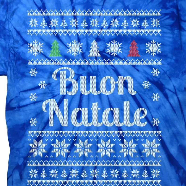 Buon Natale Italian Ugly Christmas Pattern Great Gift Tie-Dye T-Shirt