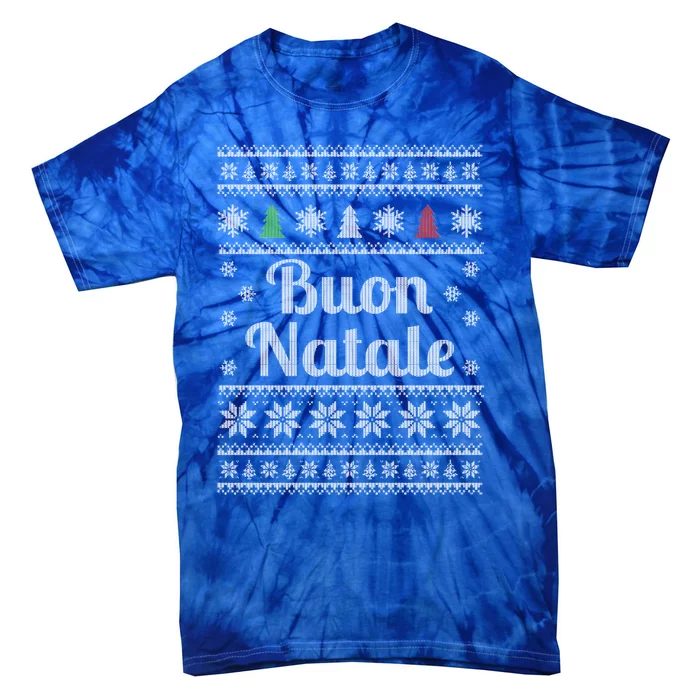 Buon Natale Italian Ugly Christmas Pattern Great Gift Tie-Dye T-Shirt