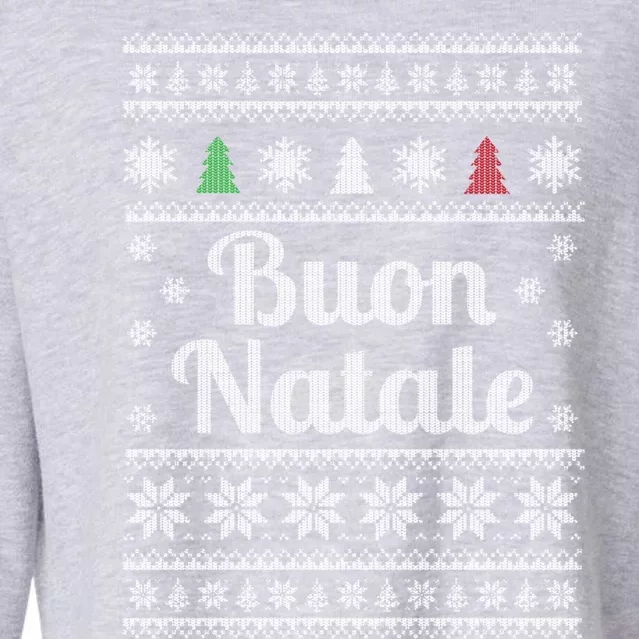 Buon Natale Italian Ugly Christmas Pattern Great Gift Cropped Pullover Crew