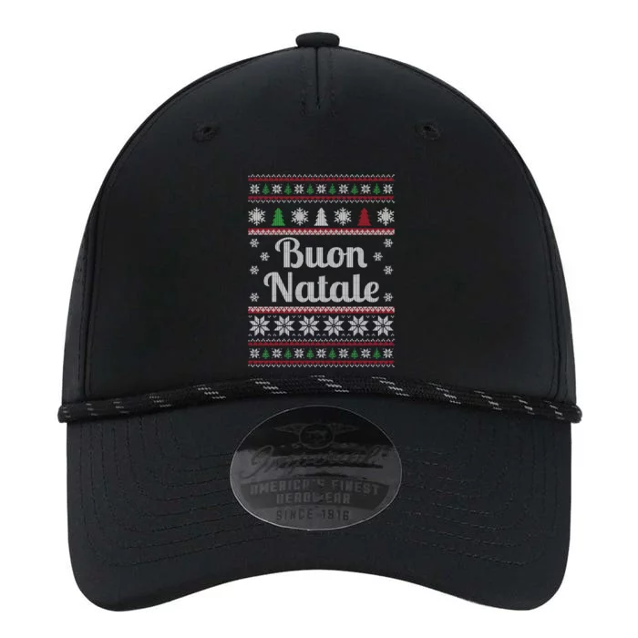 Buon Natale Italian Ugly Christmas Pattern Gift Performance The Dyno Cap