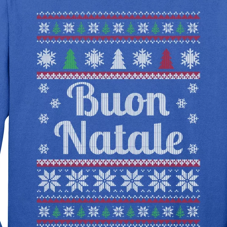 Buon Natale Italian Ugly Christmas Pattern Gift Long Sleeve Shirt