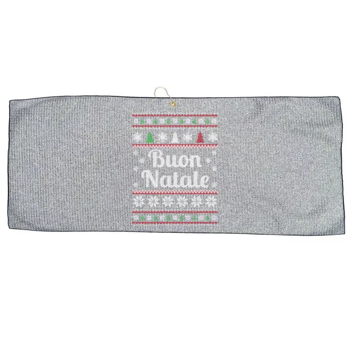 Buon Natale Italian Ugly Christmas Pattern Gift Large Microfiber Waffle Golf Towel