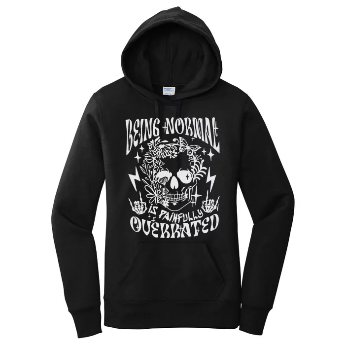 Being Normal Is Painfully OverratedSnarky Adult Humor Floral Skull Skeleton Women's Pullover Hoodie