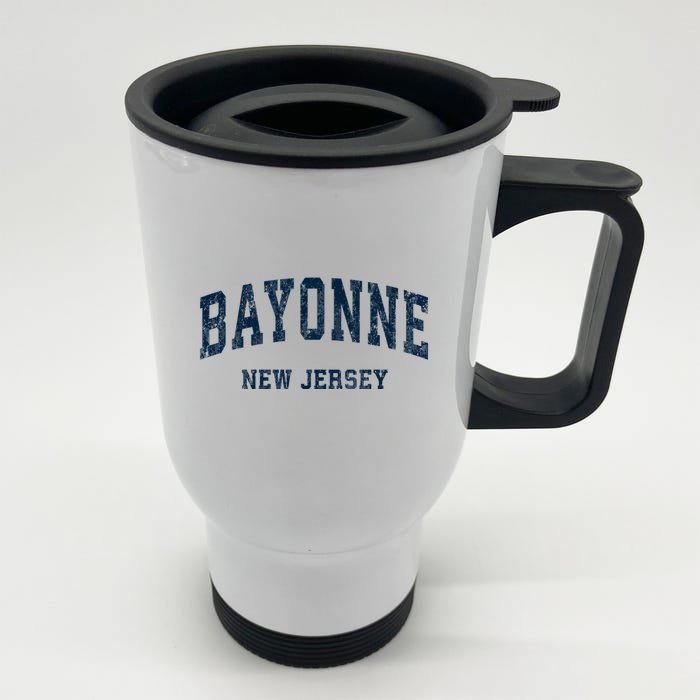 Bayonne New Jersey Nj Vintage Varsity Sports Front & Back Stainless Steel Travel Mug