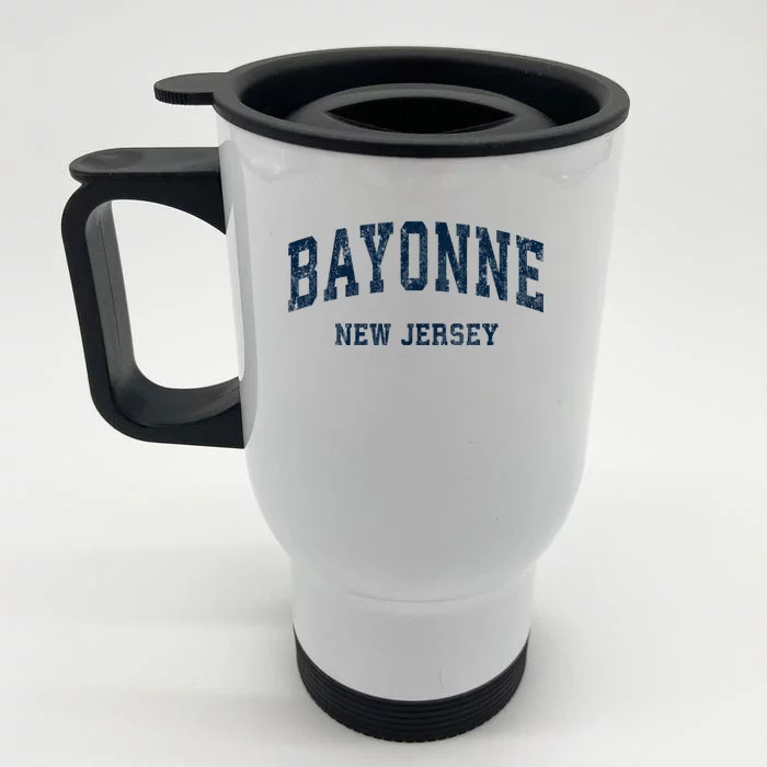 Bayonne New Jersey Nj Vintage Varsity Sports Front & Back Stainless Steel Travel Mug