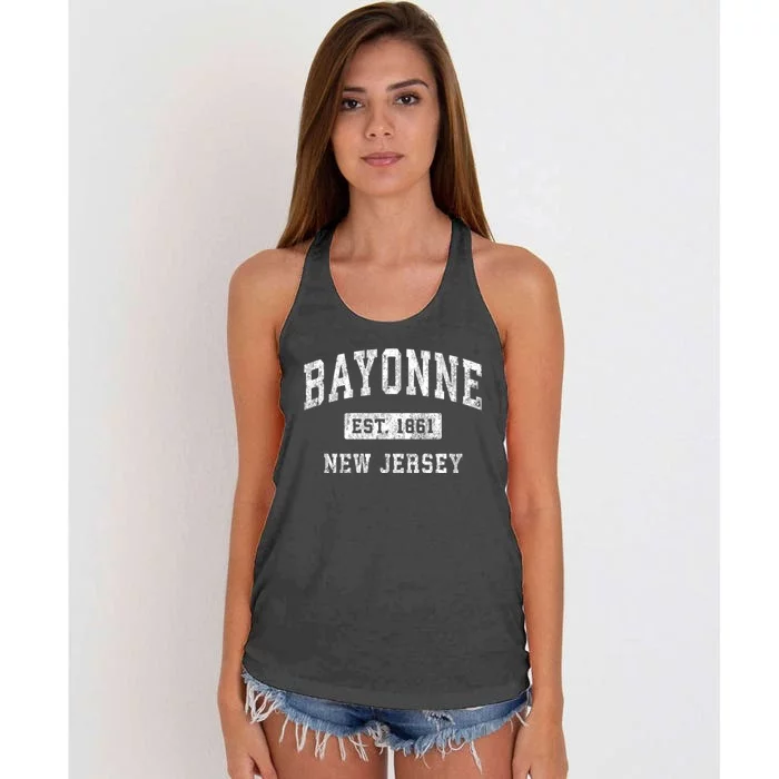 Bayonne New Jersey Nj Vintage Established Sports Women's Knotted Racerback Tank