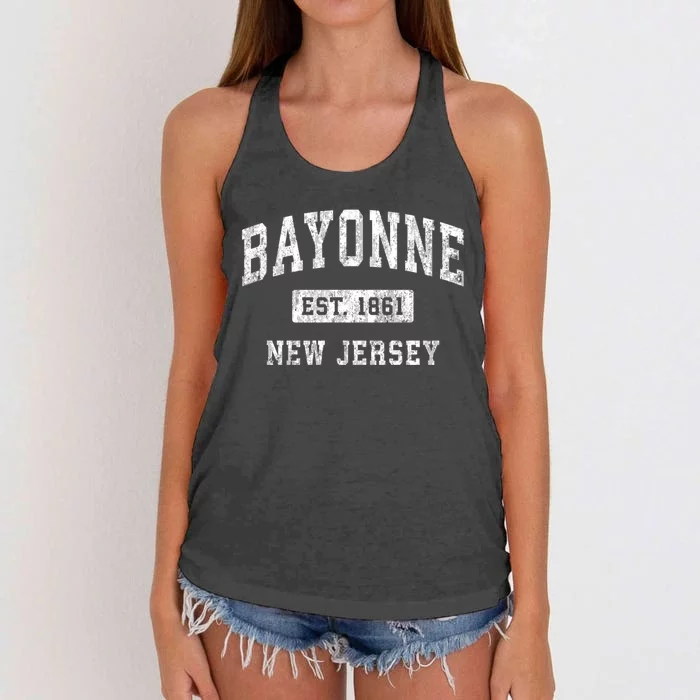 Bayonne New Jersey Nj Vintage Established Sports Women's Knotted Racerback Tank