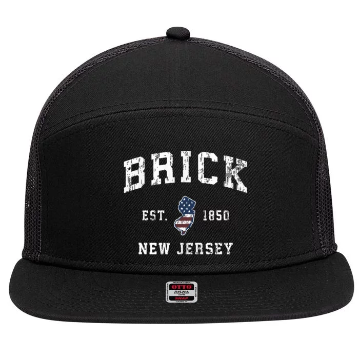 Brick New Jersey Nj Vintage American Flag Sports Design 7 Panel Mesh Trucker Snapback Hat