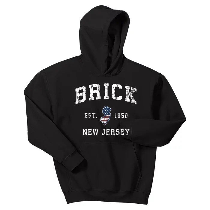 Brick New Jersey Nj Vintage American Flag Sports Design Kids Hoodie