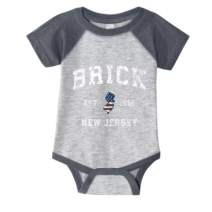 Brick New Jersey Nj Vintage American Flag Sports Design Infant Baby Jersey Bodysuit