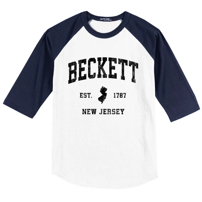 Beckett New Jersey Nj Vintage Athletic Black Sports Baseball Sleeve Shirt