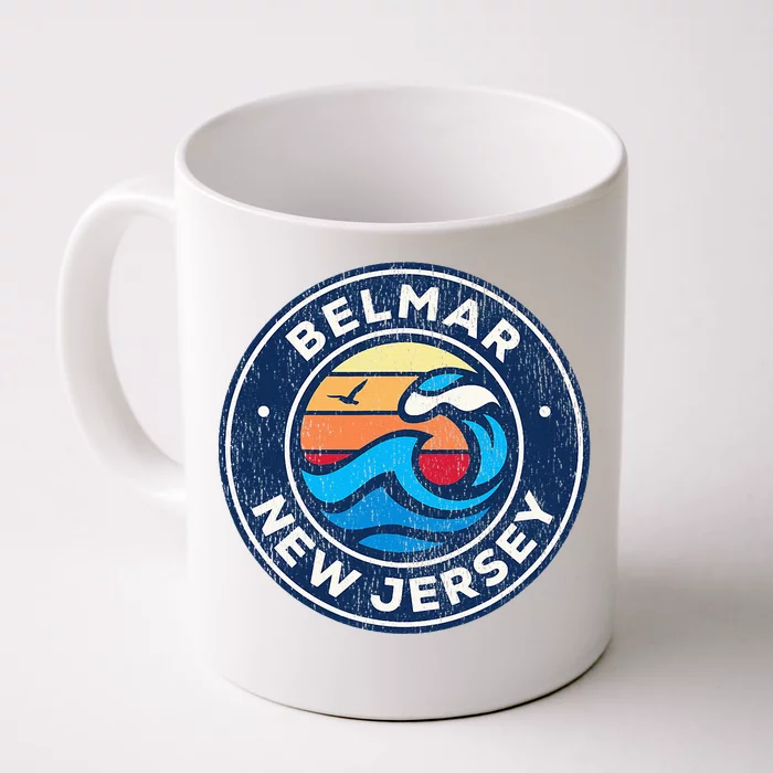 Belmar New Jersey Nj Vintage Nautical Waves Design Front & Back Coffee Mug