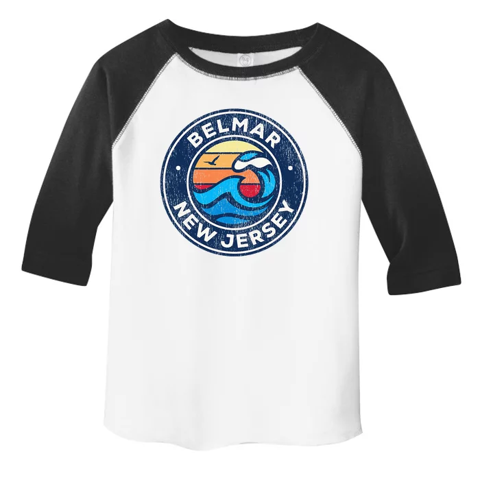 Belmar New Jersey Nj Vintage Nautical Waves Design Toddler Fine Jersey T-Shirt