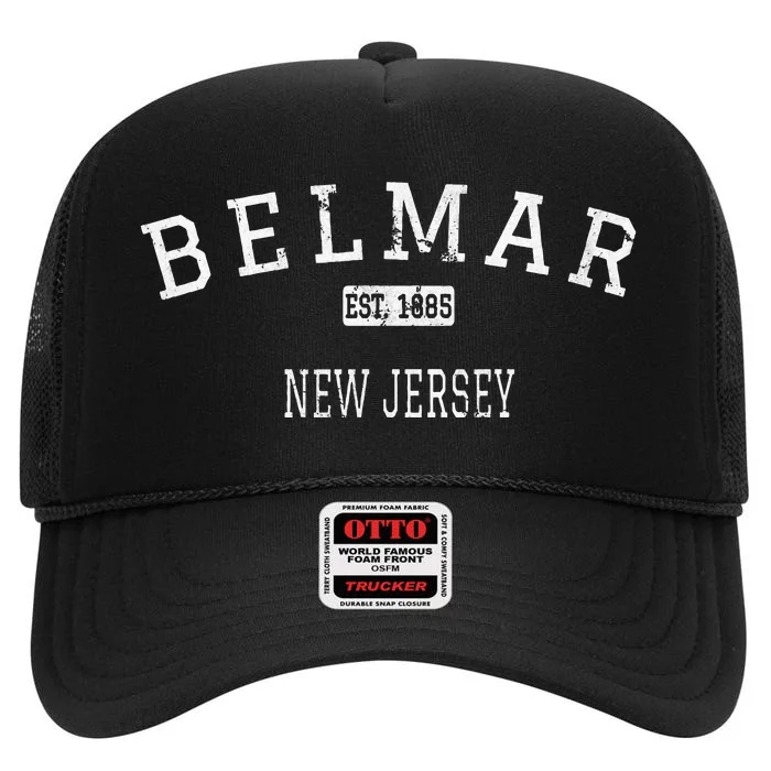 Belmar New Jersey Nj Vintage High Crown Mesh Trucker Hat