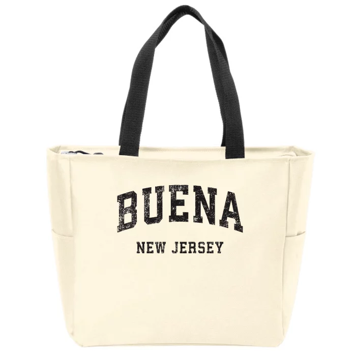 Buena New Jersey Nj Vintage Athletic Sports Design Zip Tote Bag