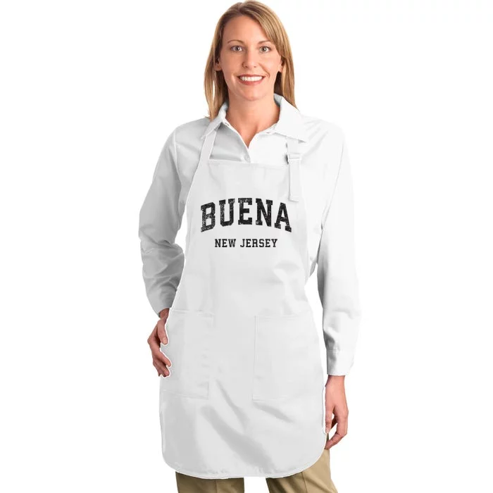 Buena New Jersey Nj Vintage Athletic Sports Design Full-Length Apron With Pocket