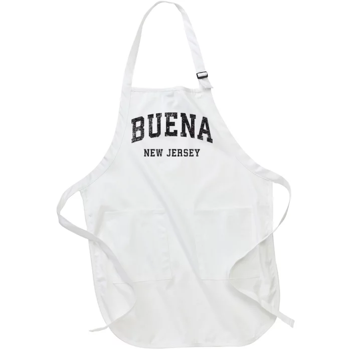 Buena New Jersey Nj Vintage Athletic Sports Design Full-Length Apron With Pocket