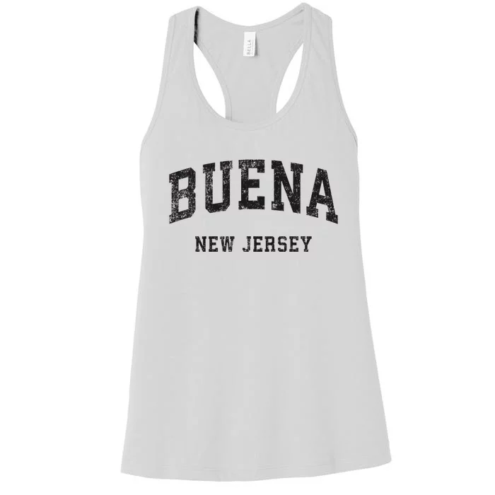 Buena New Jersey Nj Vintage Athletic Sports Design Women's Racerback Tank