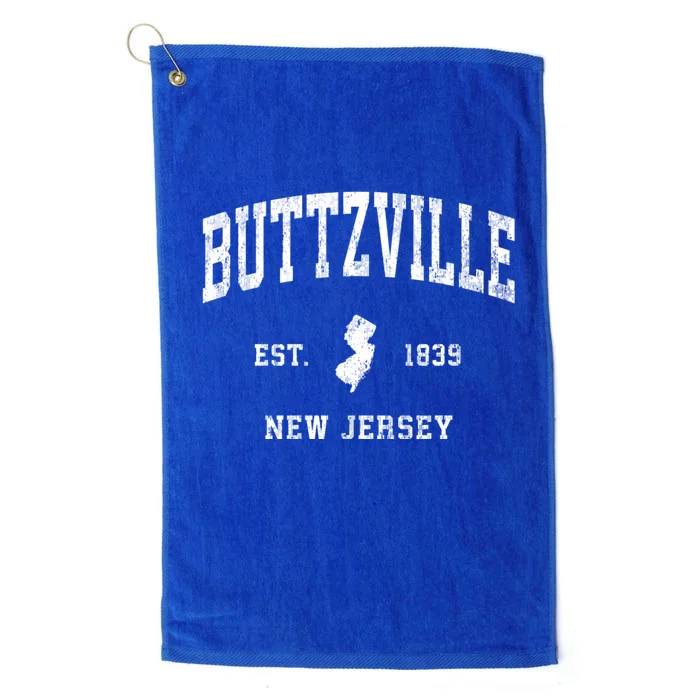 Buttzville New Jersey Nj Vintage Athletic Black Sports Platinum Collection Golf Towel