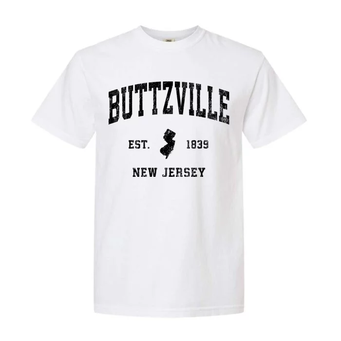 Buttzville New Jersey Nj Vintage Athletic Black Sports Garment-Dyed Heavyweight T-Shirt