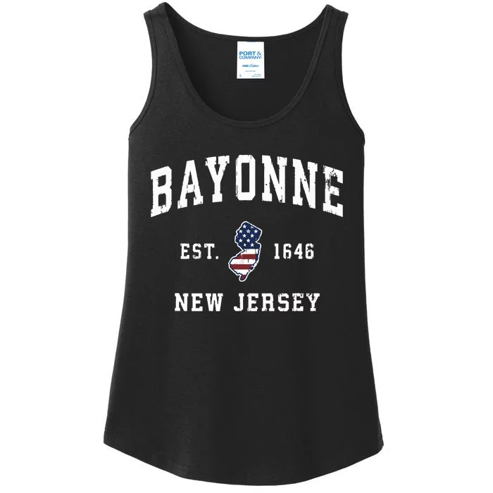 Bayonne New Jersey Nj Vintage American Flag Sports Design Ladies Essential Tank