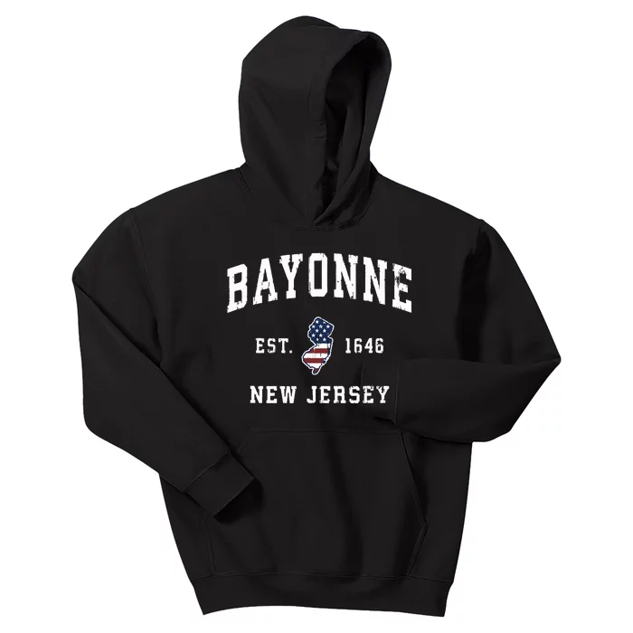 Bayonne New Jersey Nj Vintage American Flag Sports Design Kids Hoodie