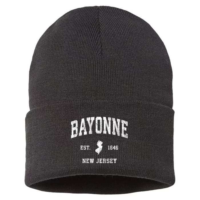 Bayonne New Jersey Nj Vintage Athletic Sports Sustainable Knit Beanie