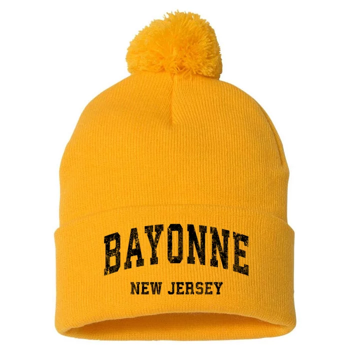 Bayonne New Jersey Nj Vintage Varsity Sports Pom Pom 12in Knit Beanie