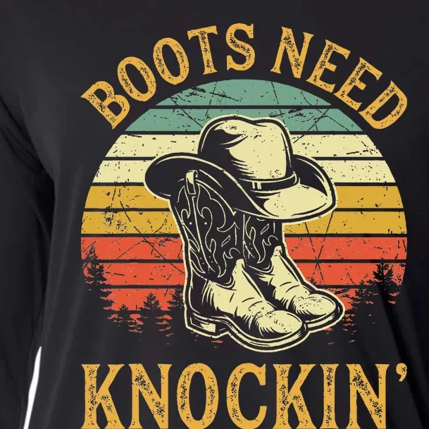 Boots Need Knockin Country Music Lover Cooling Performance Long Sleeve Crew