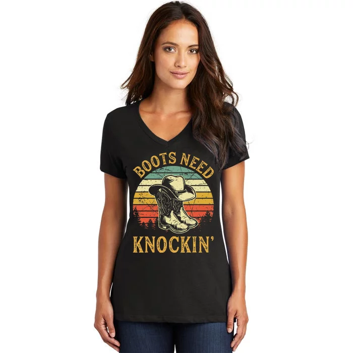 Boots Need Knockin Country Music Lover Women's V-Neck T-Shirt