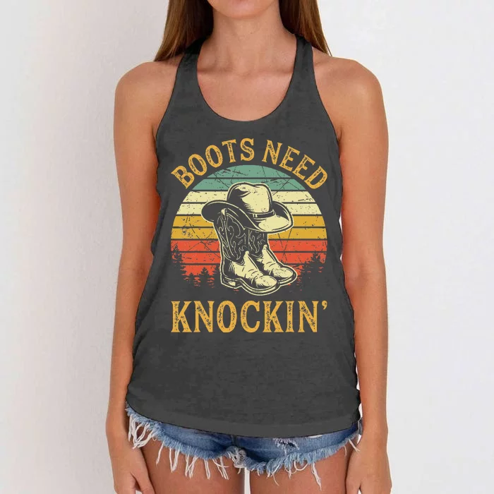 Boots Need Knockin Country Women's Knotted Racerback Tank