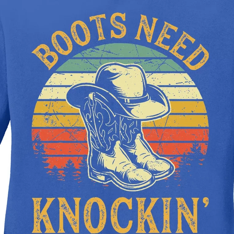 Boots Need Knockin Country Ladies Long Sleeve Shirt