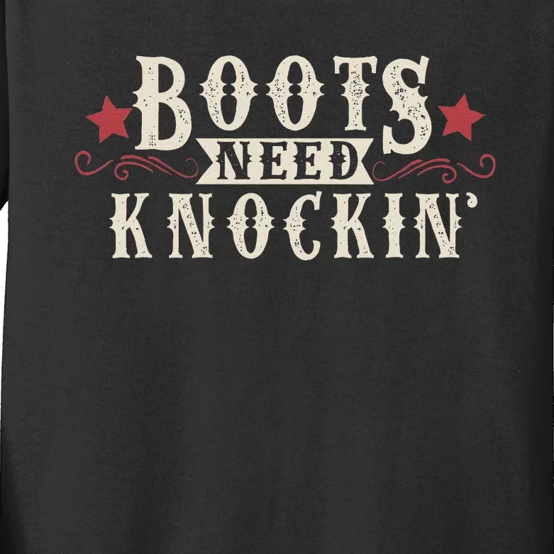 Boots Need Knocking Country Music Song Kids Long Sleeve Shirt