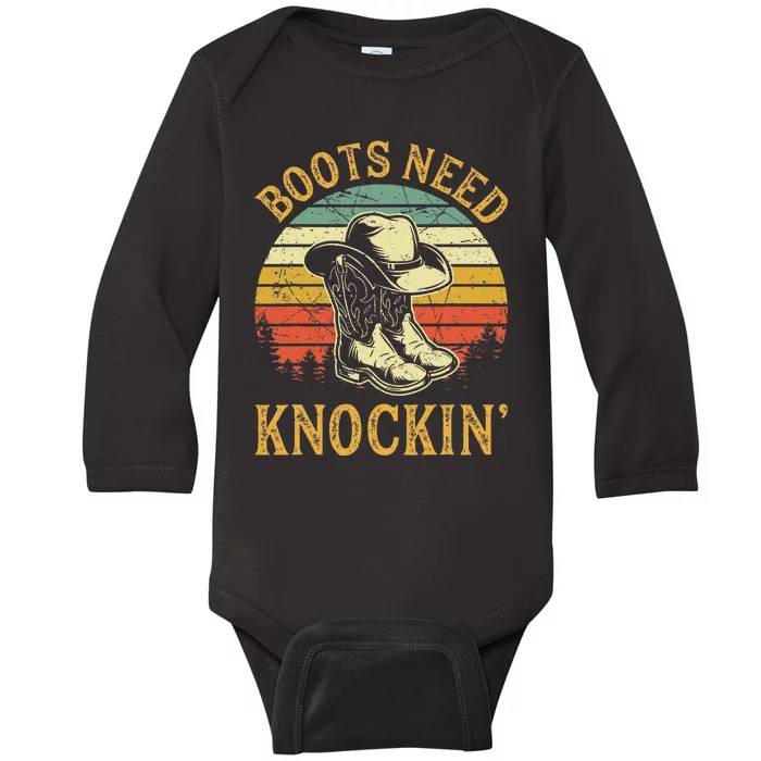 Boots Need Knockin Country Music Lover Baby Long Sleeve Bodysuit