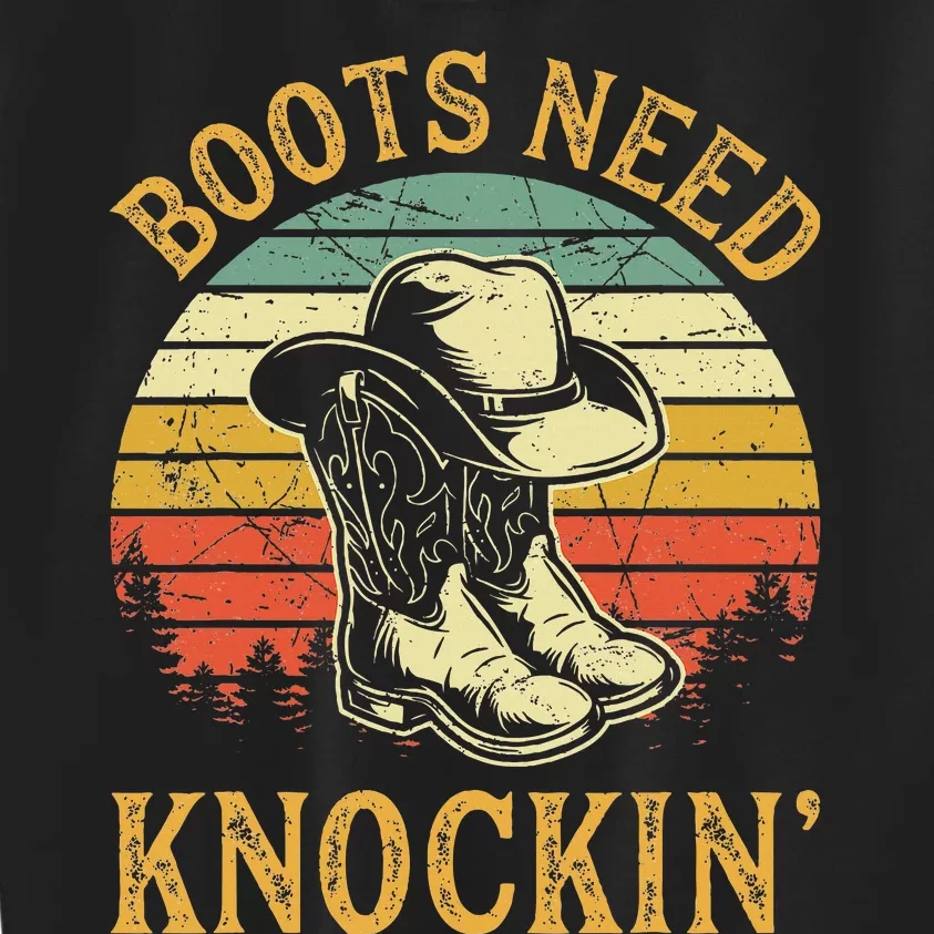 Boots Need Knockin Country Music Lover Kids Sweatshirt