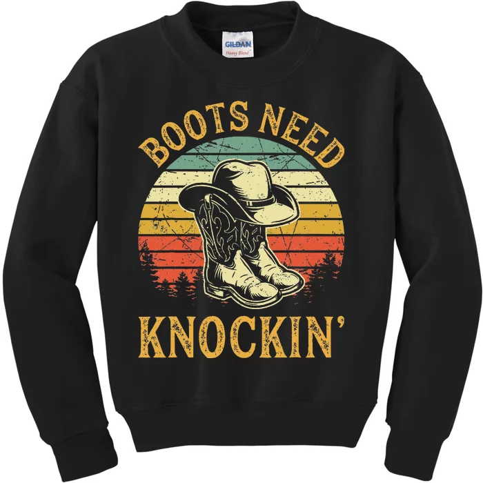 Boots Need Knockin Country Music Lover Kids Sweatshirt